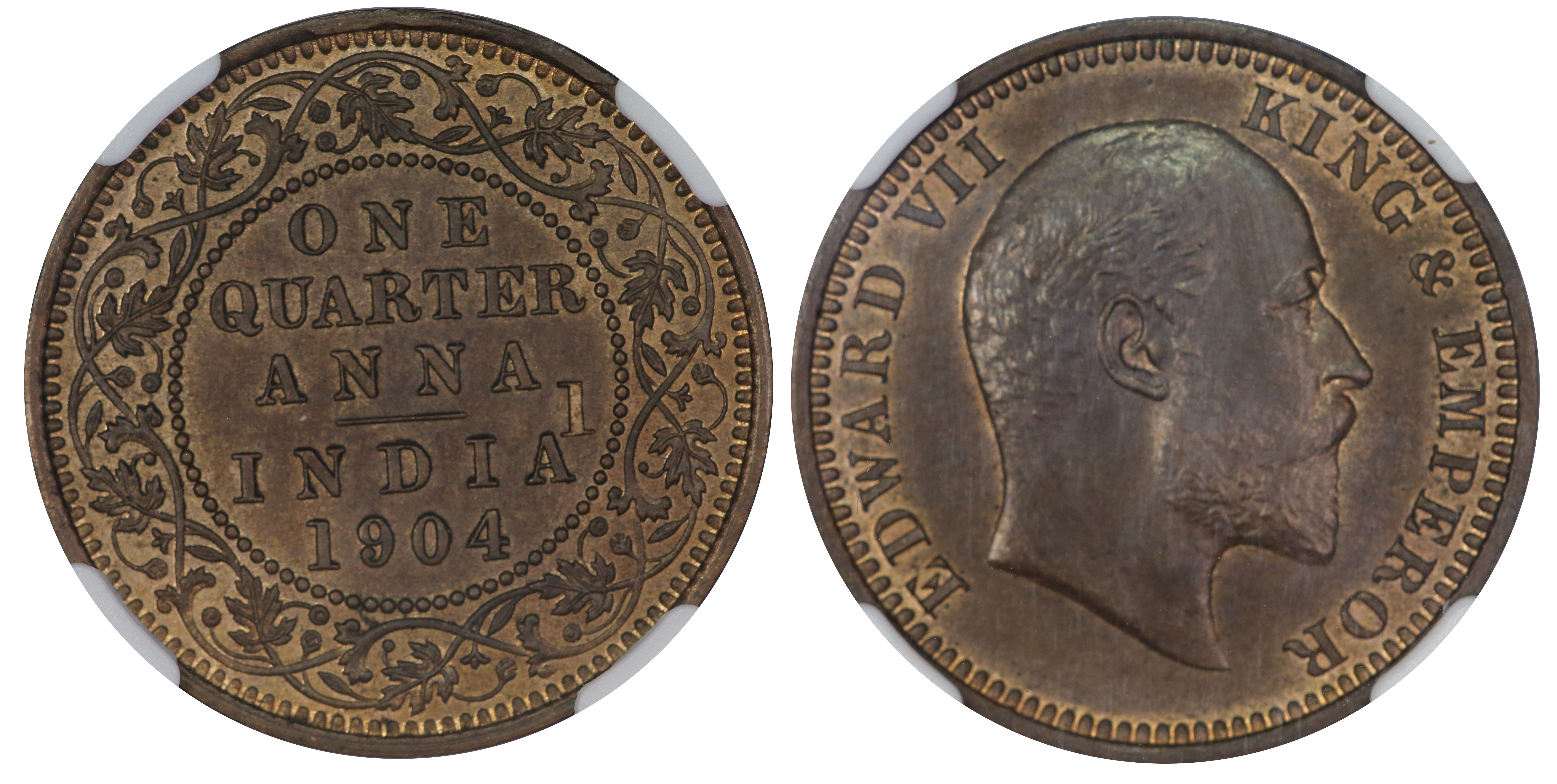 British India Edward VII, 1904 Copper & Bronze Die Trial set – 4 coins